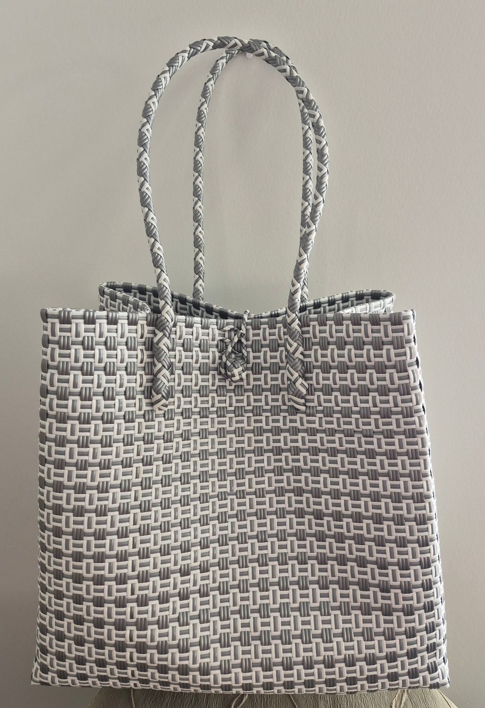 Lightweight and Convenient Grey & White Tote Bag