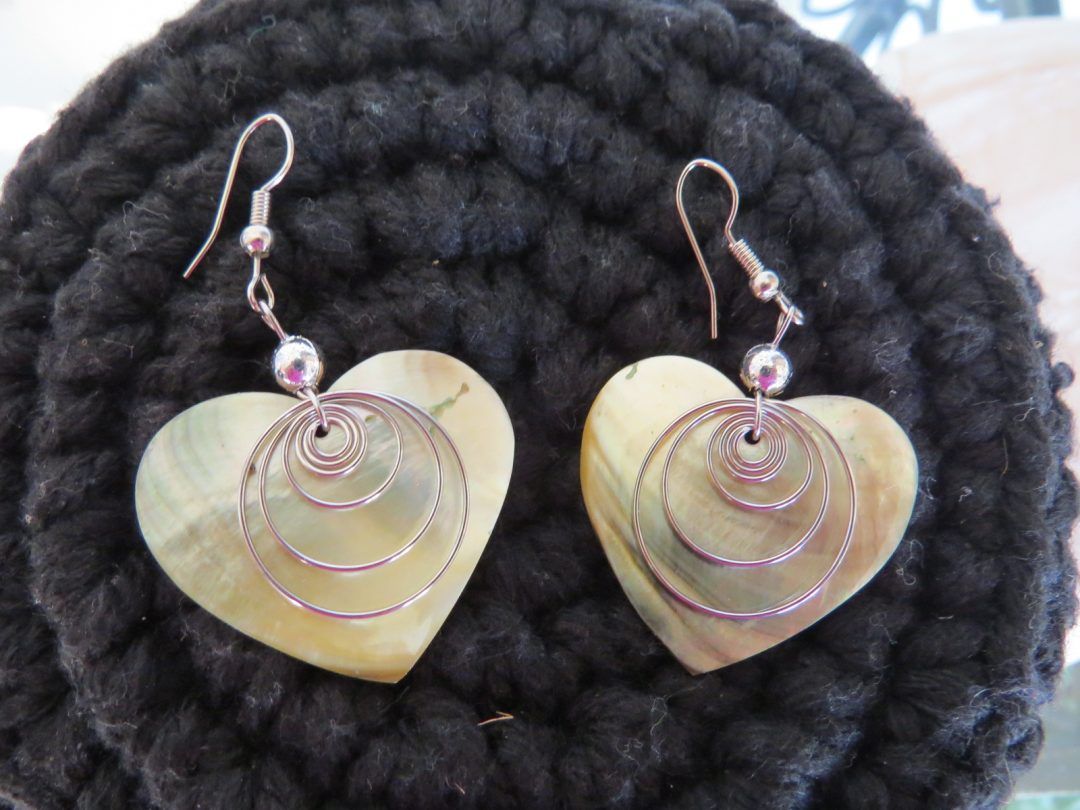 Shell Heart Earrings with Silver - Boho Beach Jewellery  #5