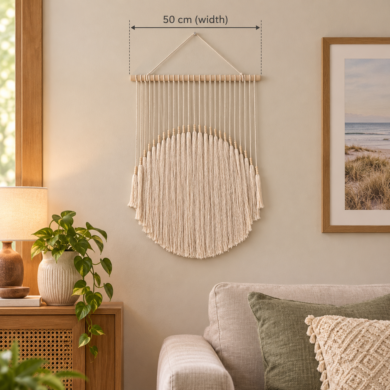 Cream Handmade Cotton Wall Hanging - 50cm