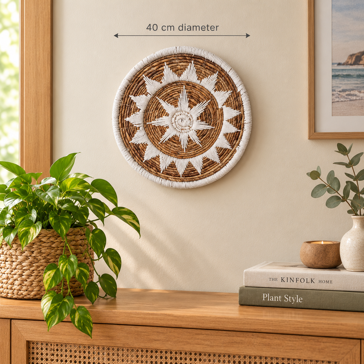 White & Natural Seagrass Wall Decor