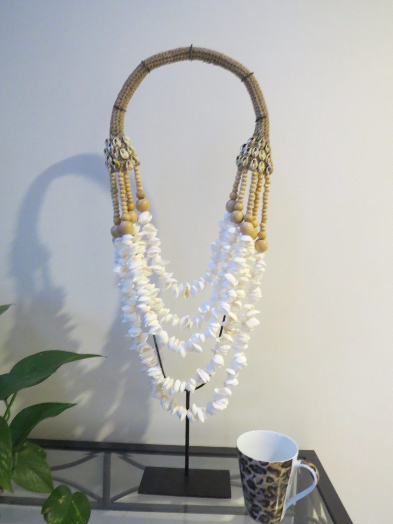 White Shell Wall Hanging -  Coastal Boho Wall Decor