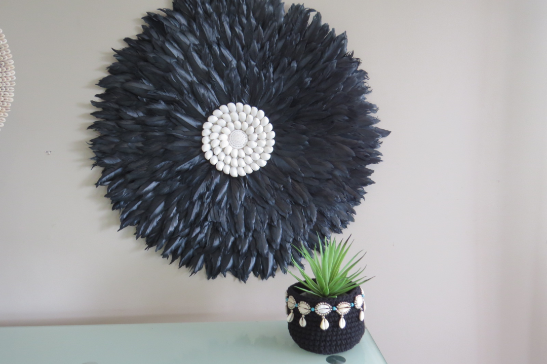 Black Feather Juju Hat Wall hanging - Medium