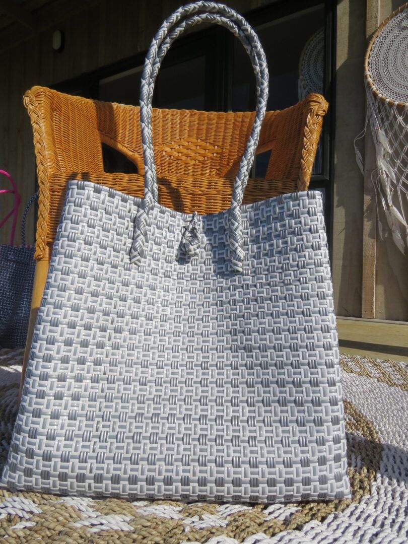 Lightweight and Convenient Grey & White Tote Bag
