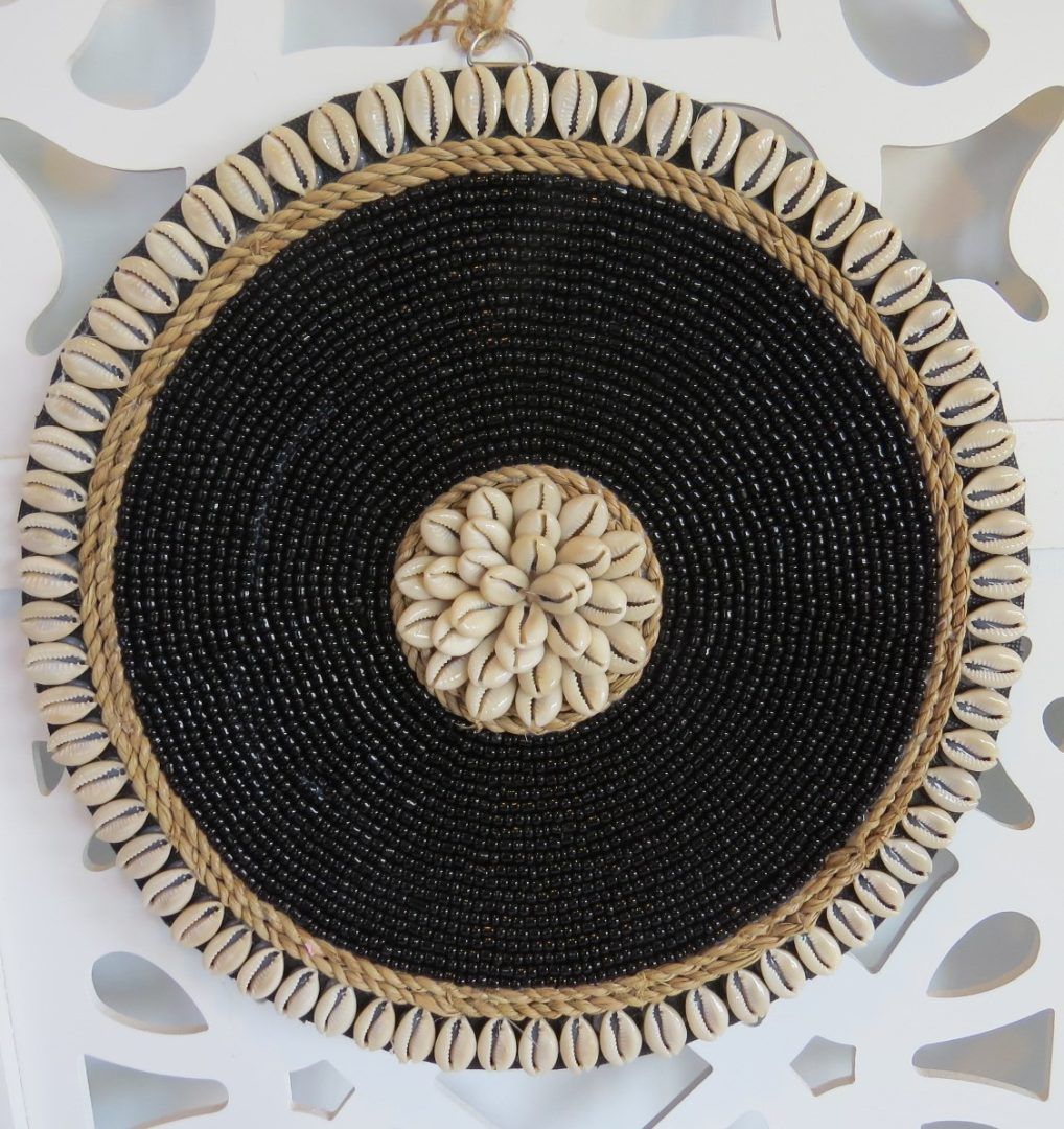 Isla Black Bead and Shell Wall Decor