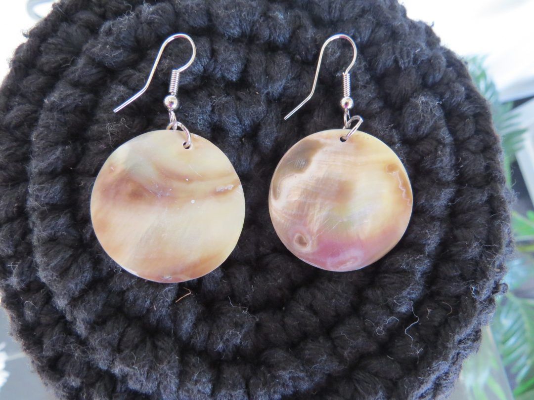 Natural Shell Round Drop Earrings
