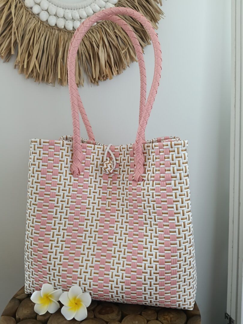 Stylish Coral & Gold Tote Bag - Perfect for everyday use.