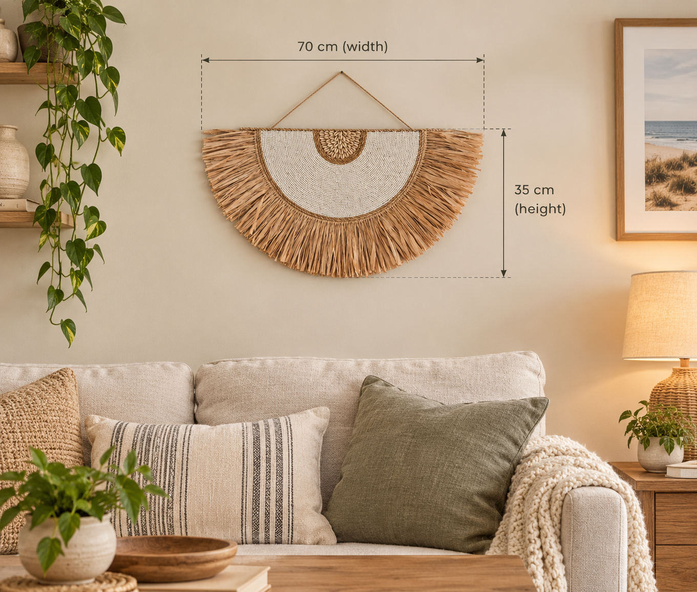 Wall Decor with White Beads and Shells