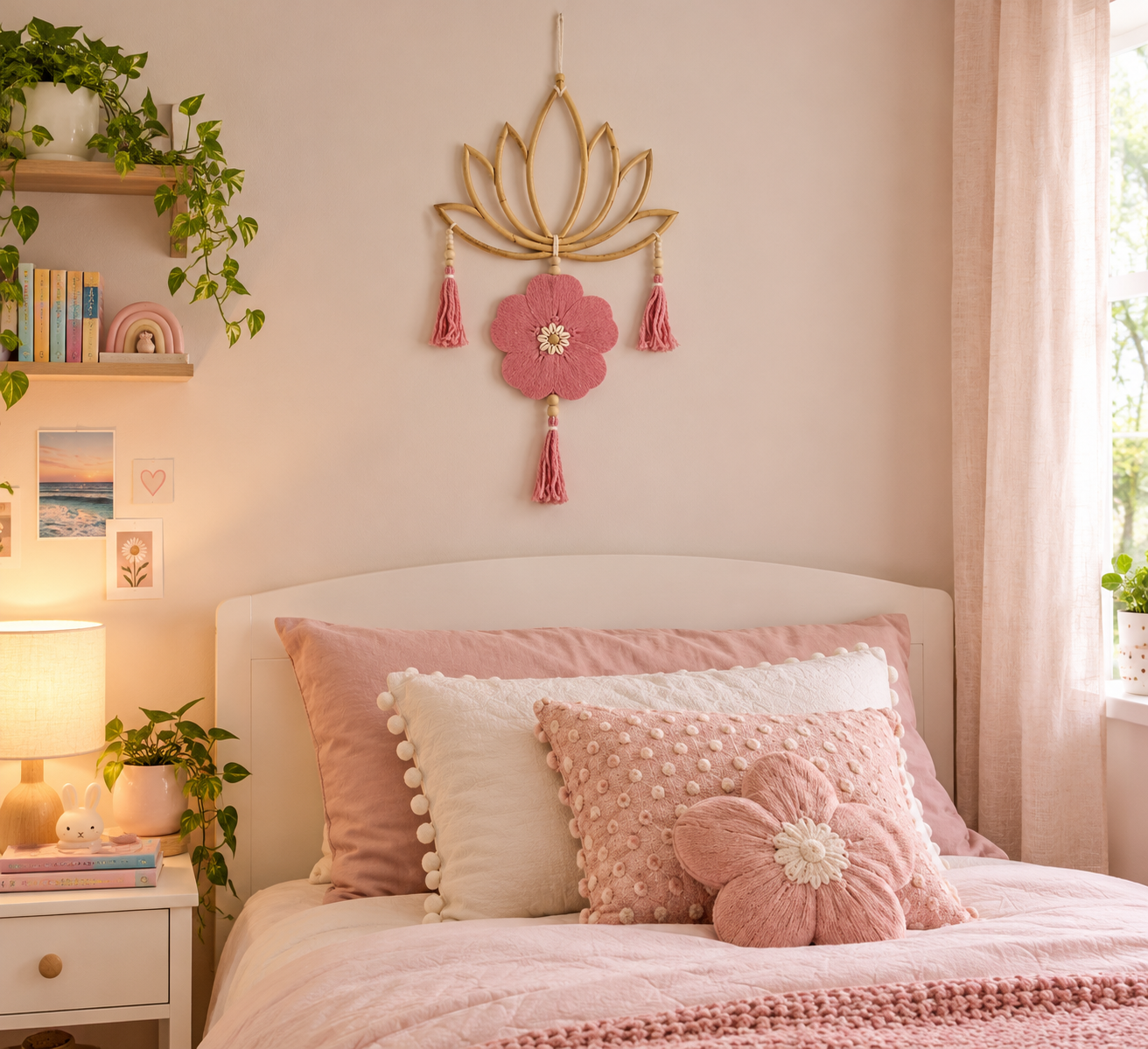Pink Flower and Lotus Wall Decor