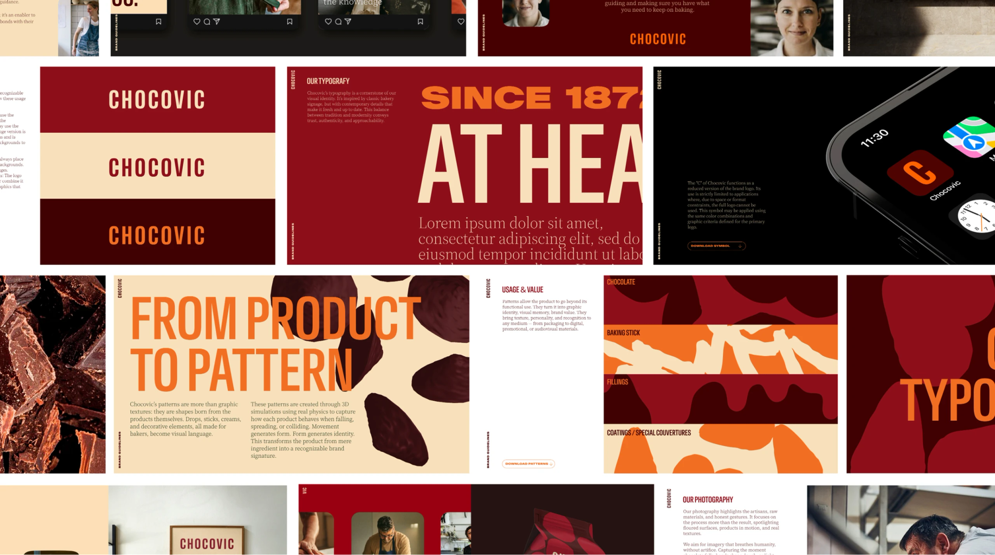 Chocovic — a spread of brand guideline pages