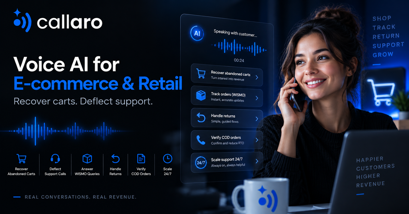 AI voice agents for e-commerce & retail: recover carts, deflect support