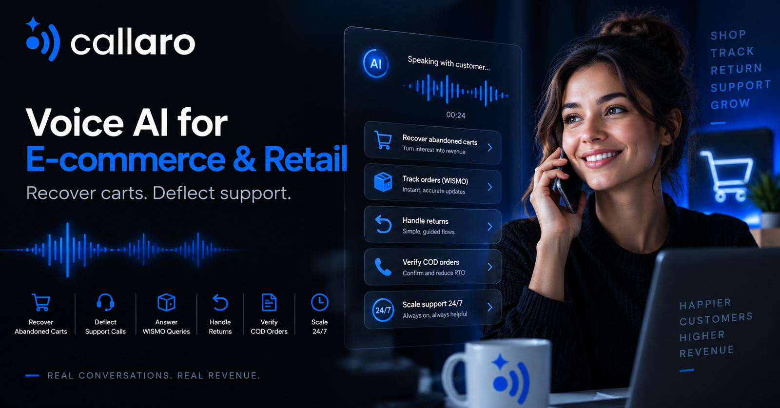 AI voice agents for e-commerce & retail: recover carts, deflect support