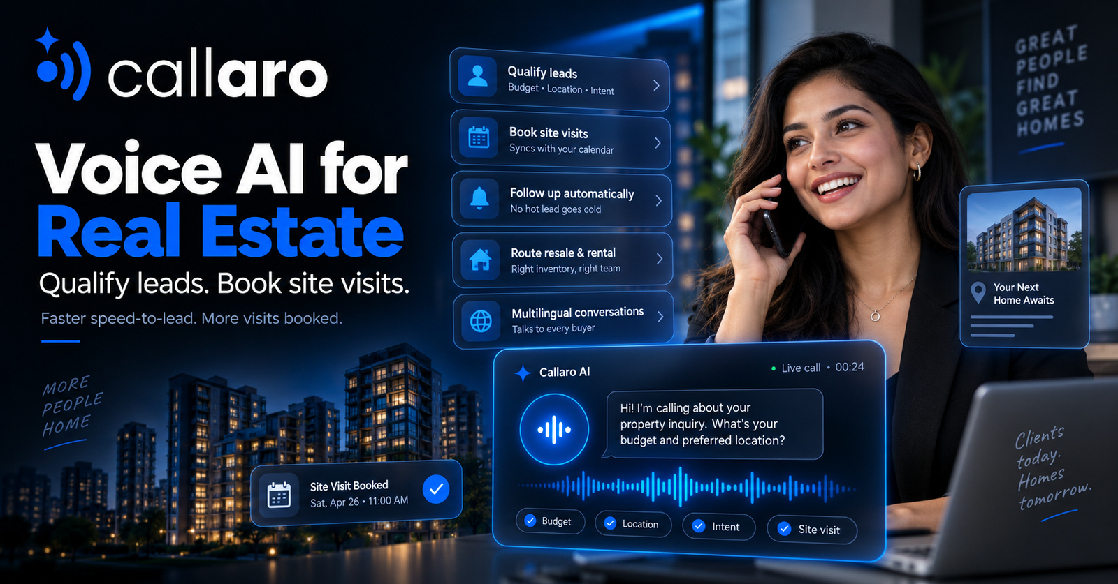AI voice agents for real estate: qualify leads & book site visits