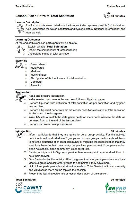 Introduction to Total Sanitation - Lesson Plan (TS3 Nepal) | WASH Resources