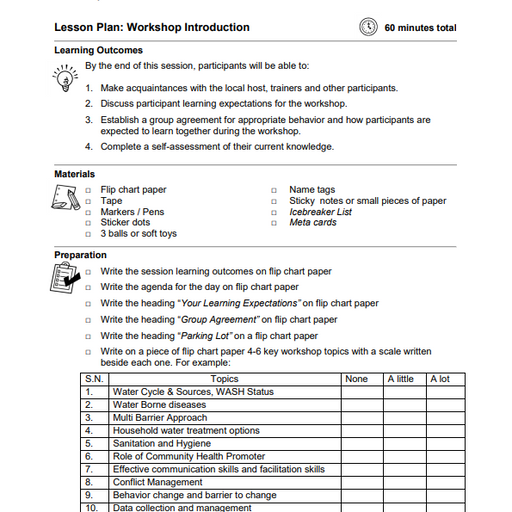Workshop Introduction | WASH Resources