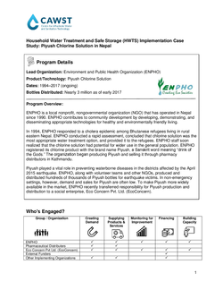 Chlorine Solution Implementation By ENPHO And EcoConcern In Nepal ...