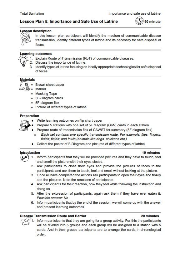 Importance and Safe Use of Latrines Lesson Plan (TS2 Nepal) WASH