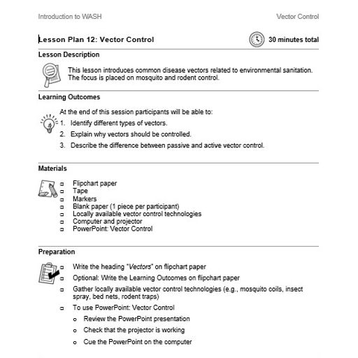Vector Control - Lesson Plan (Intro to WASH) | WASH Resources
