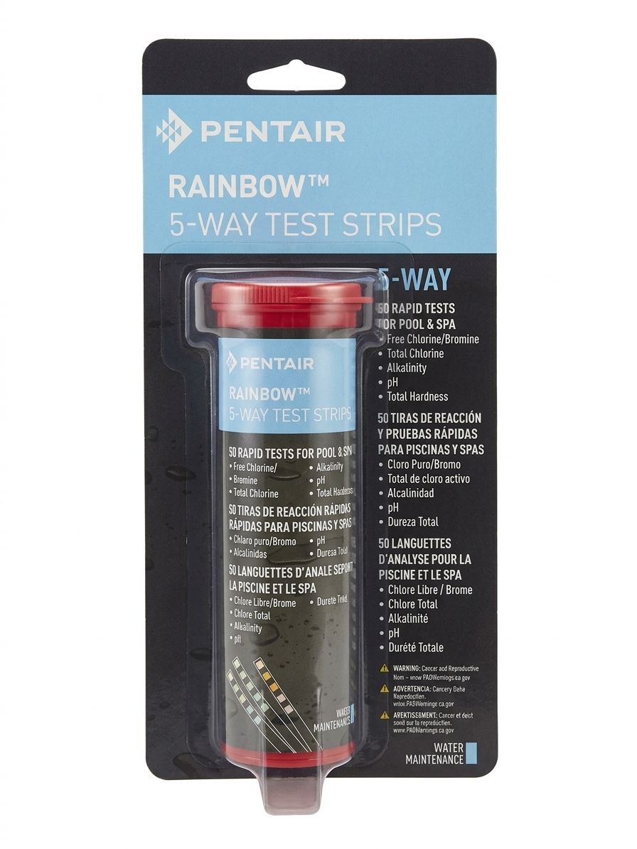 Tiras de prueba Pentair Rainbow 5 pasos, envase del producto