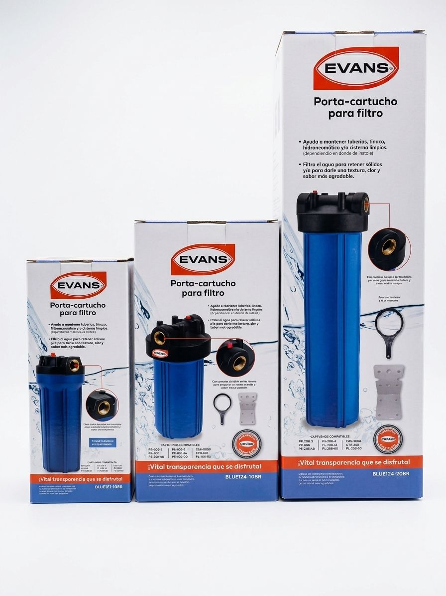 Carcasa porta-filtro Big Blue Evans, envase del producto