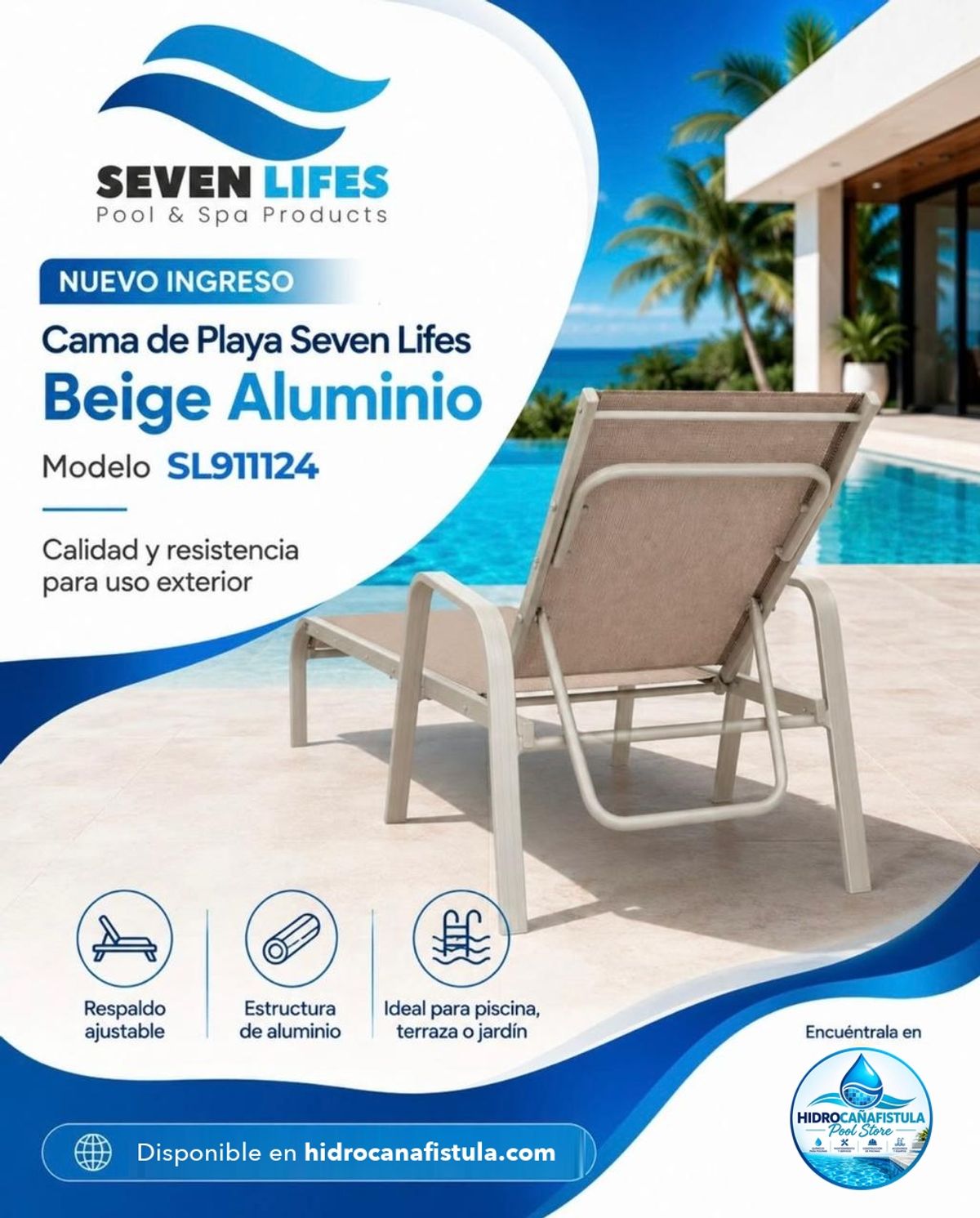 Cama de playa Seven Lifes Beige Aluminio