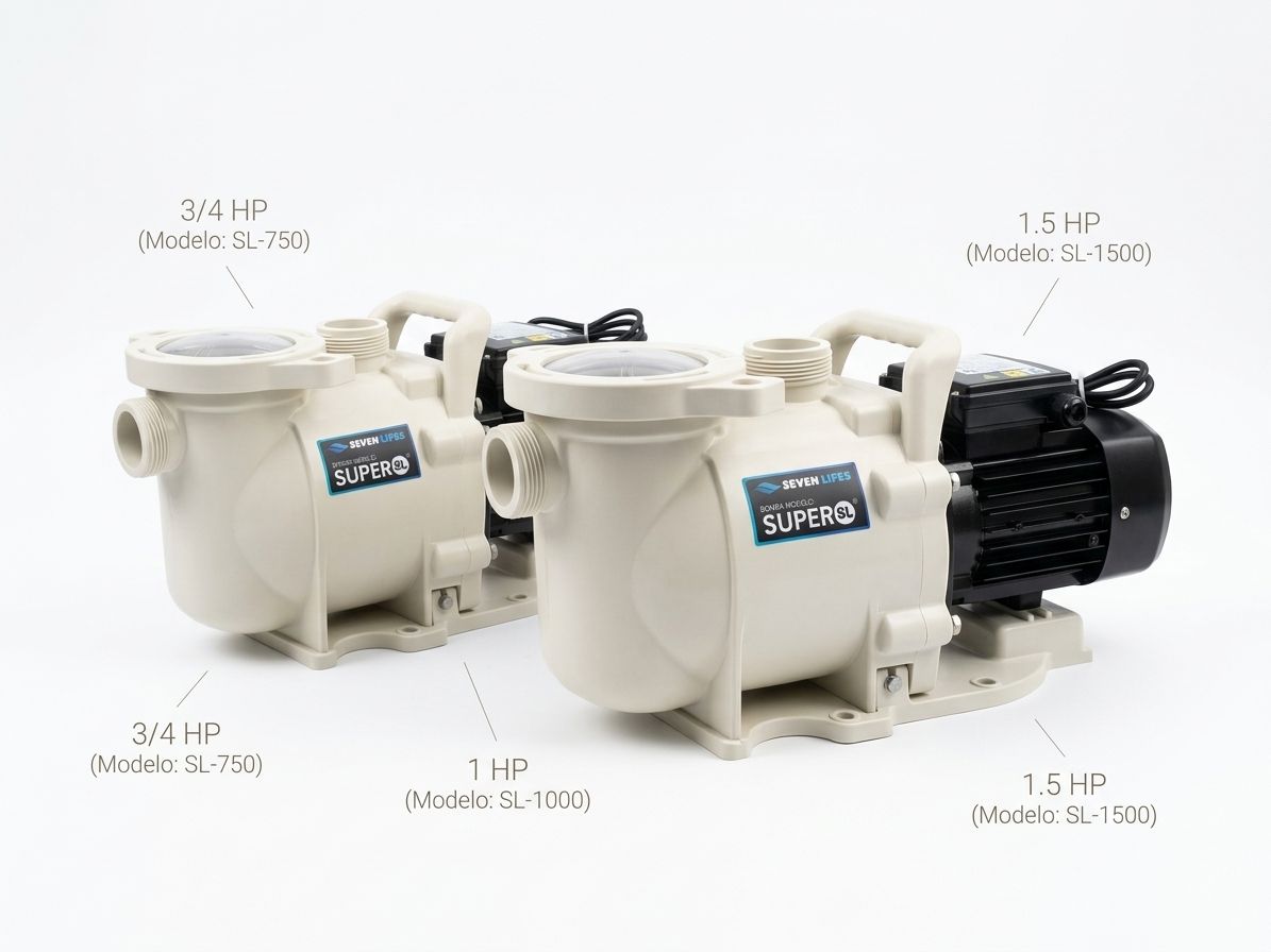 Bomba para piscina Seven Lifes Super SL, envase del producto