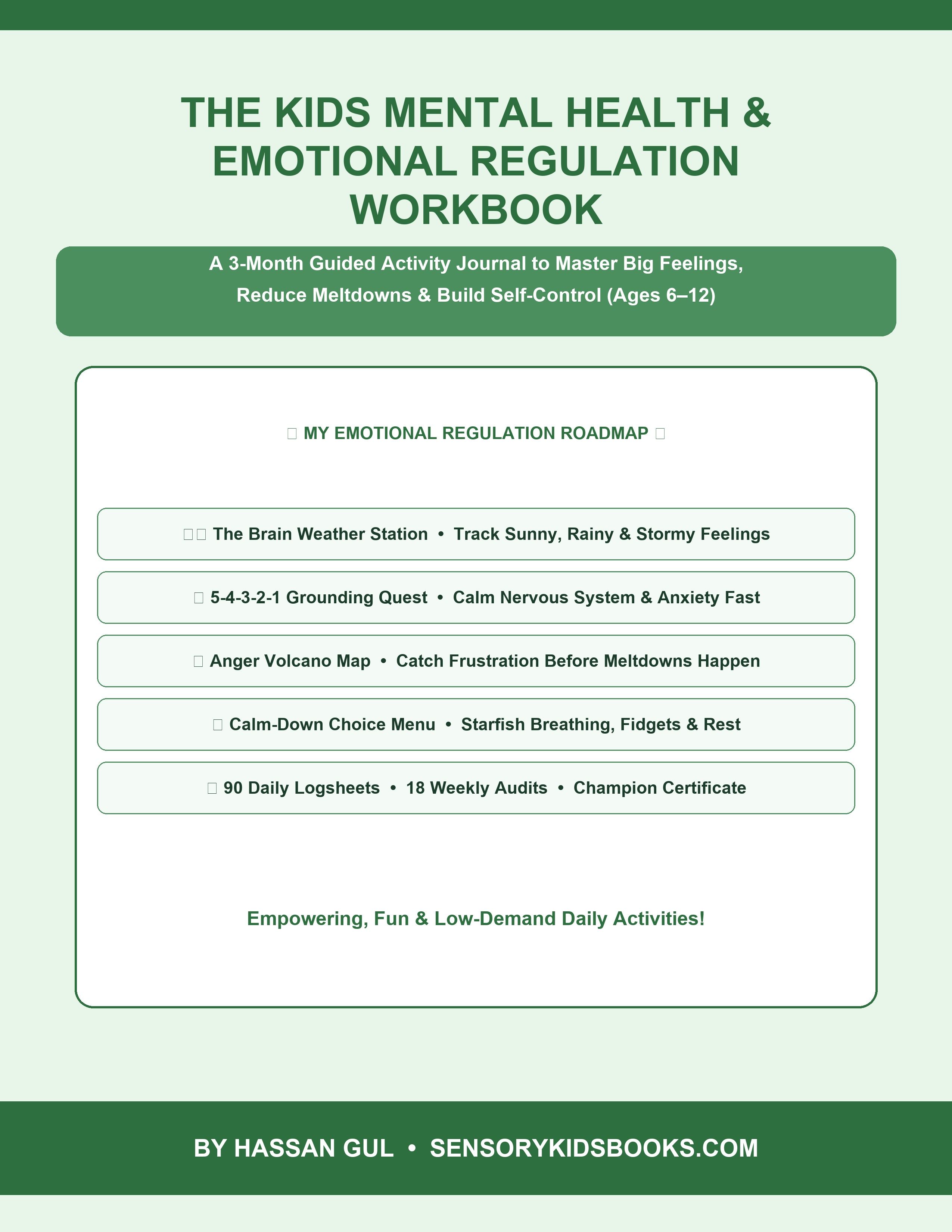 The Kids Mental Health & Emotional Regulation Workbook Cover by Hassan Gul (Clean Edition)