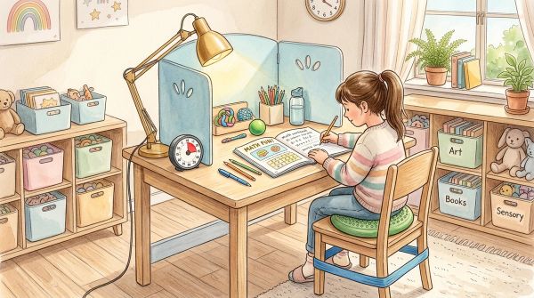 How to Build a Low-Distraction Homework Station for ADHD Kids: The Sensory & Executive Function Setup