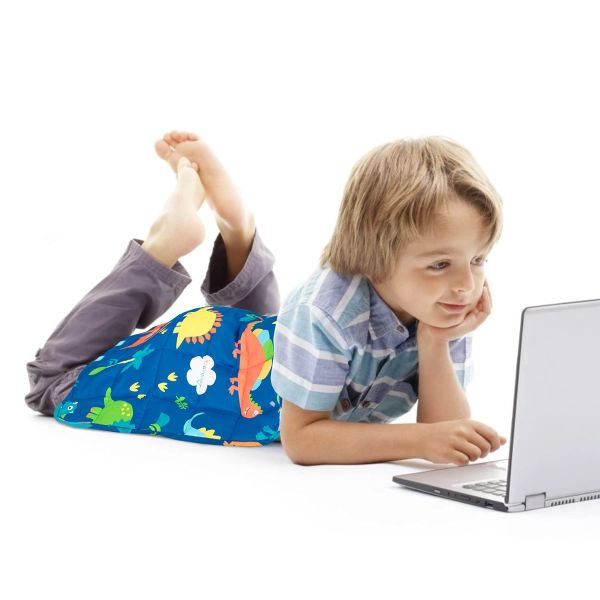 Sivio kids weighted lap pad with cute dinosaur prints and dotted minky backing