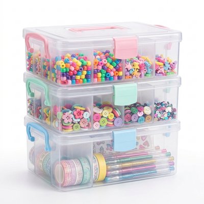 Clear Stackable Latching Craft Storage Organizers (3-Pack)
