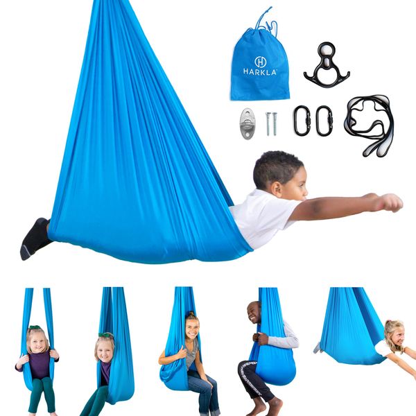 Harkla indoor sensory therapy swing double layer compression fabric hanging from ceiling