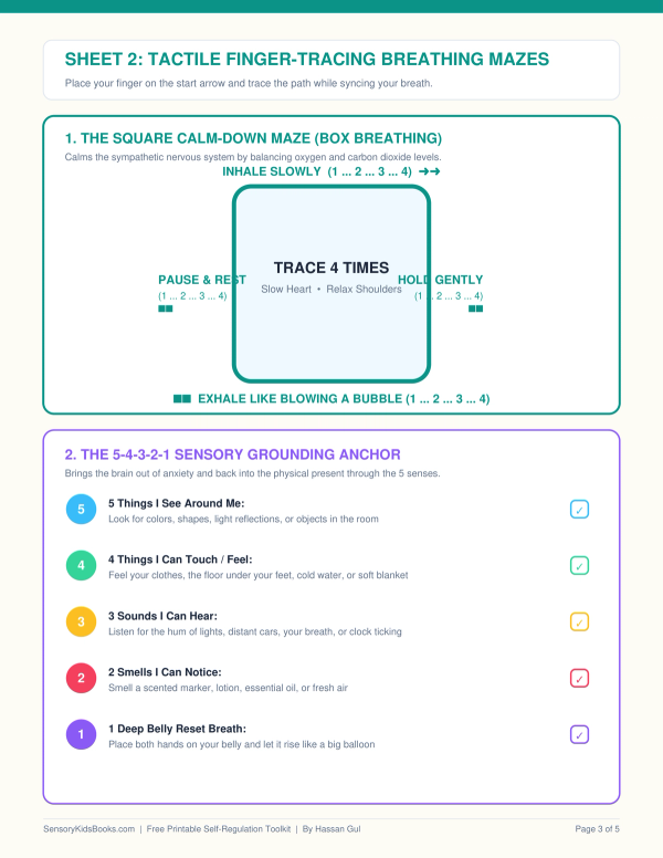 Sheet 2 Preview: Tactile Box Breathing Maze & 5-4-3-2-1 Sensory Anchor