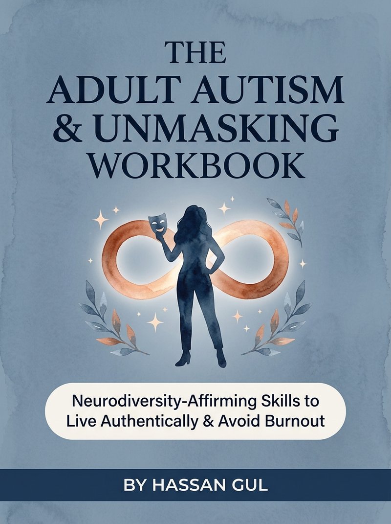 The Adult Autism & Unmasking Workbook Cover by Hassan Gul (Clean Edition)