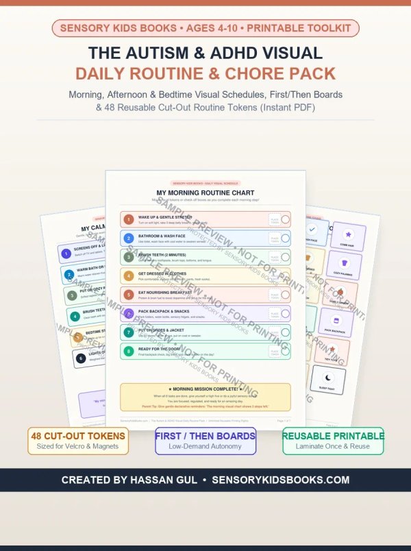 The Autism & ADHD Visual Daily Routine & Chore Chart Pack 3D Display Mockup