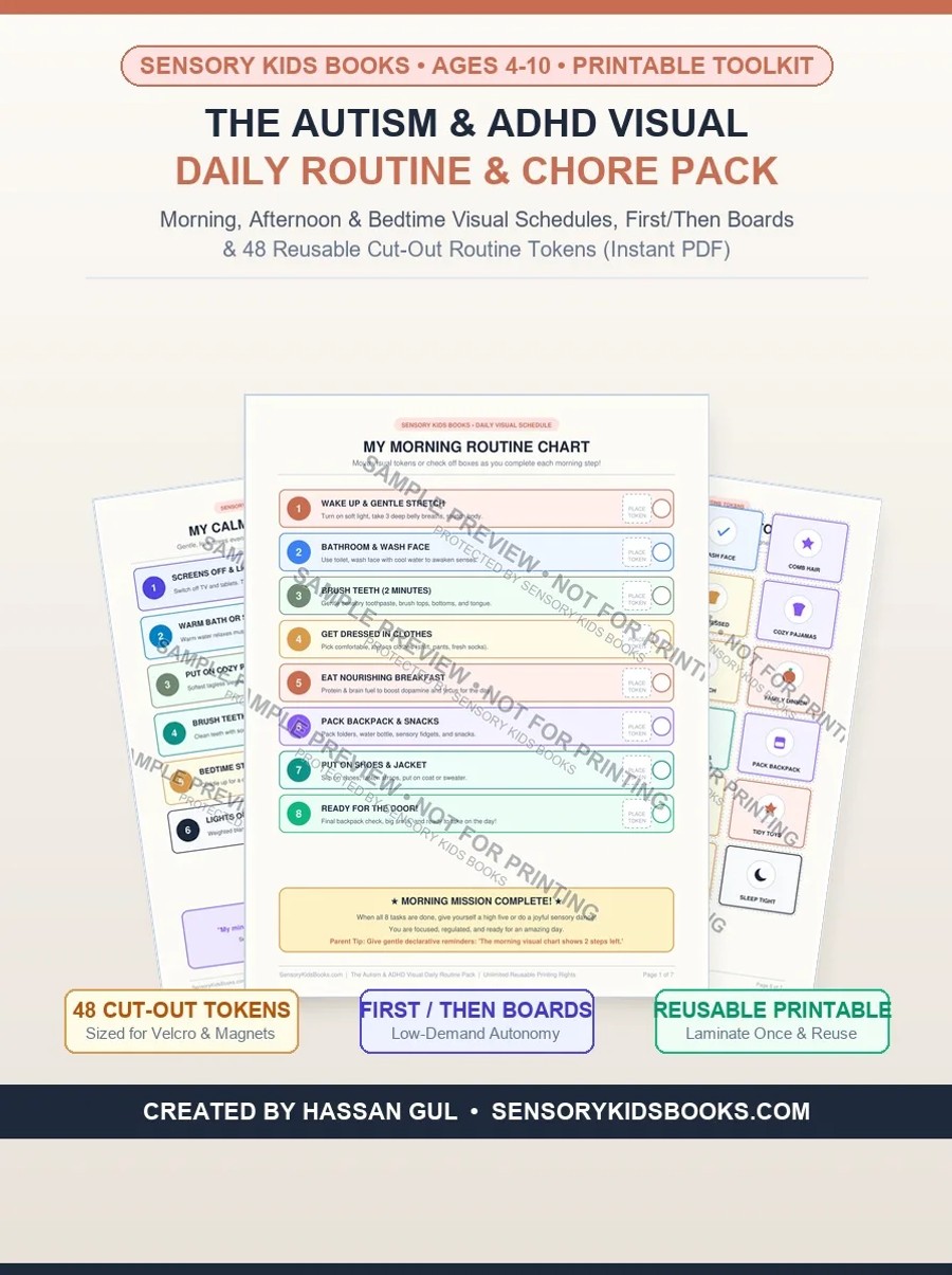 The Autism & ADHD Visual Daily Routine & Chore Chart Pack 3D Display Mockup