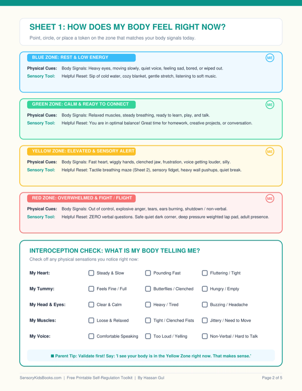 Sheet 1 Preview: Feelings Thermometer & Interoception Body Map