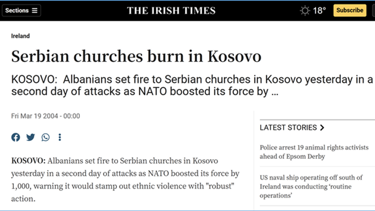 Serbian Churches burnt by Albanian Islamists