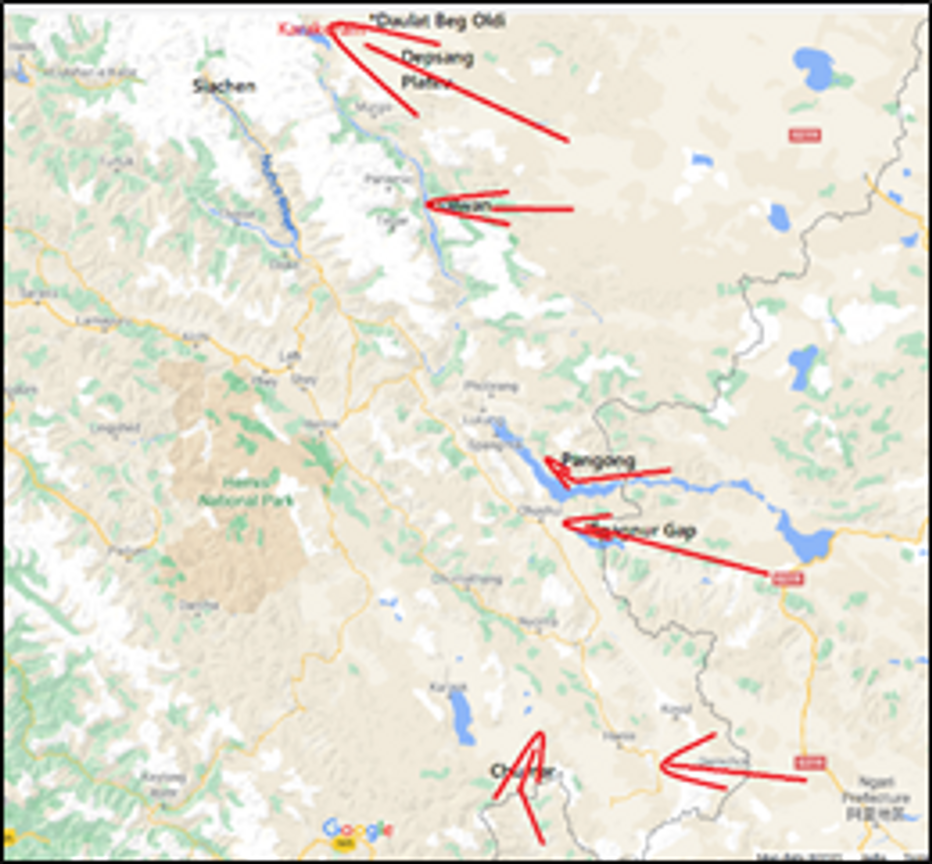 Chinese axes of intrusions