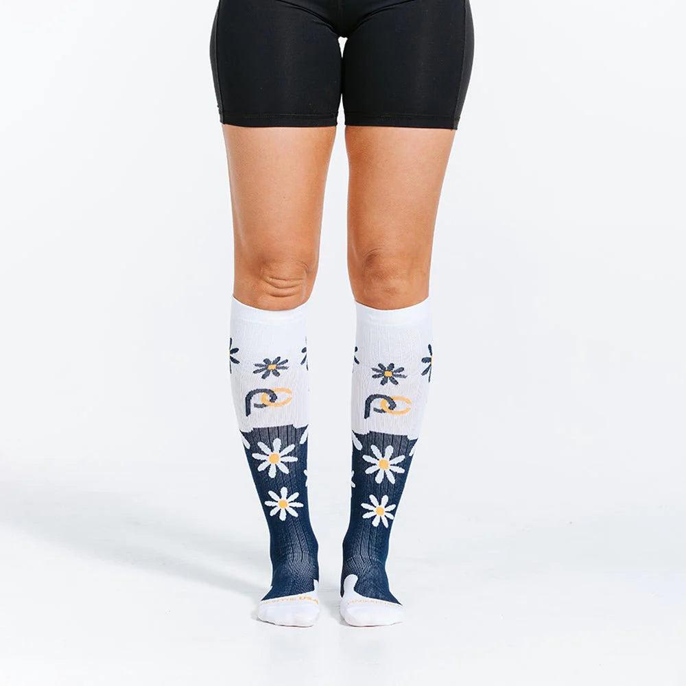 Navy Blue Daisies Compression Sock image 2