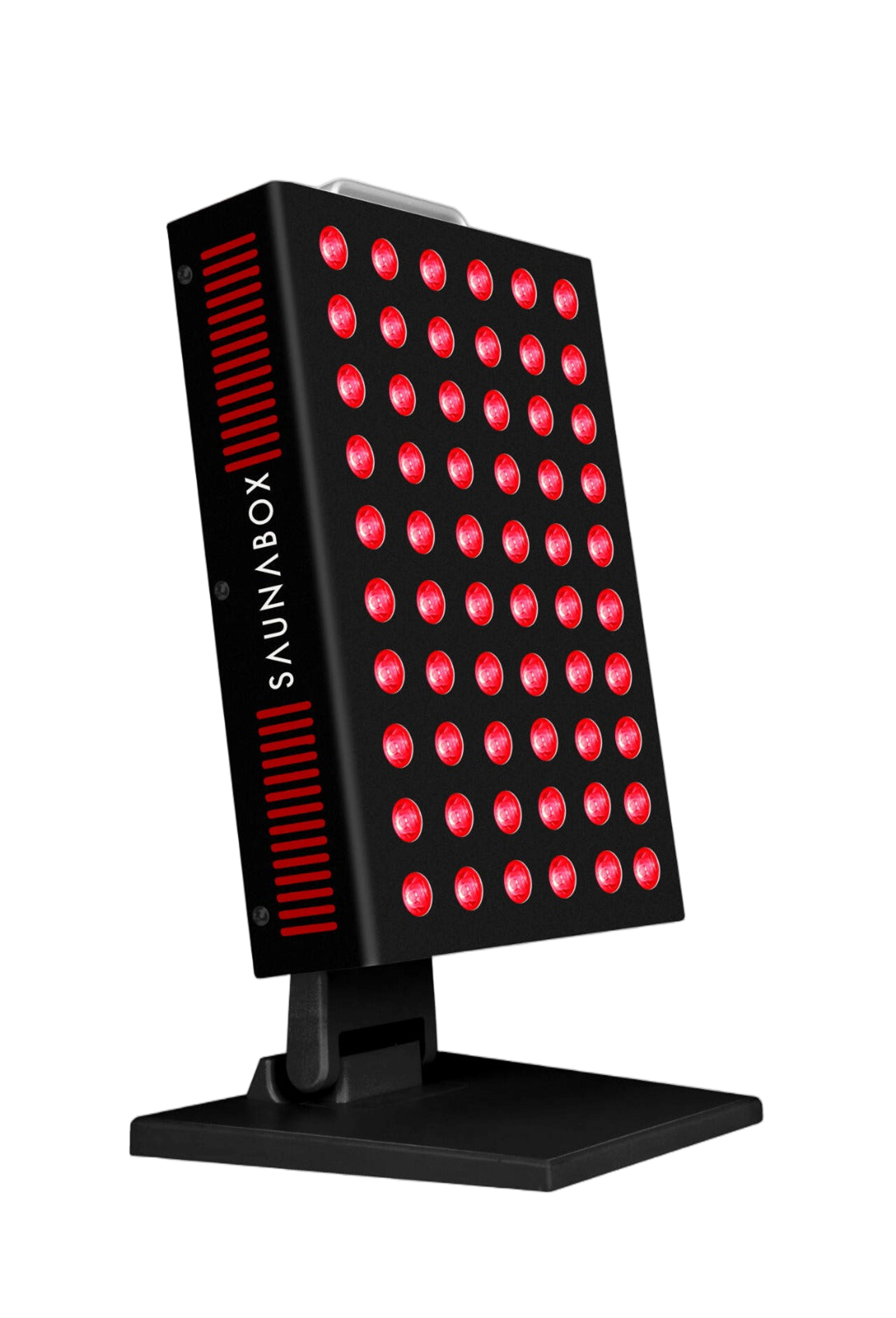 Nova red light panel glowing red on stand