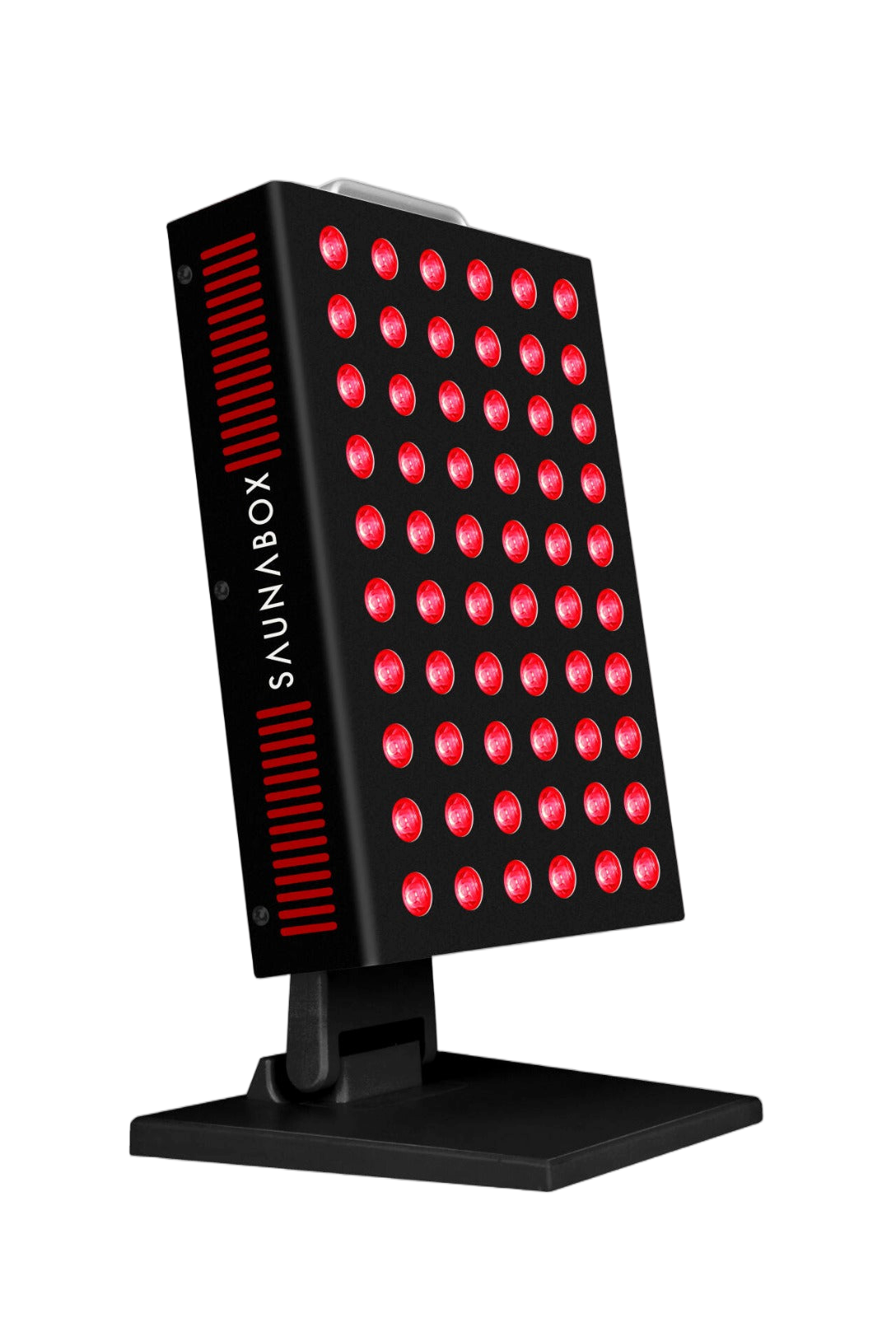 Nova red light panel glowing red on stand
