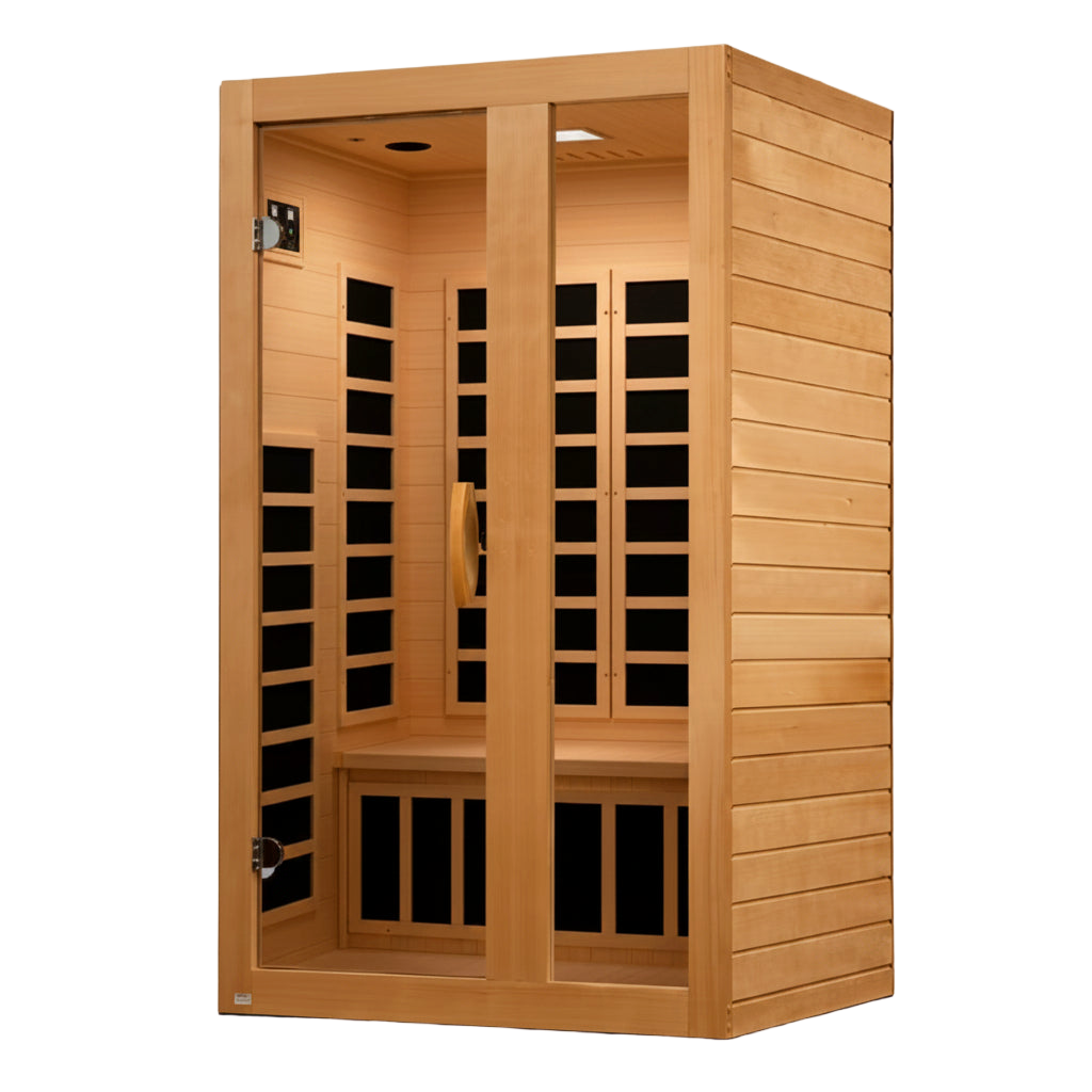 Dynamic Serena Elite 2-person infrared sauna with wood exterior