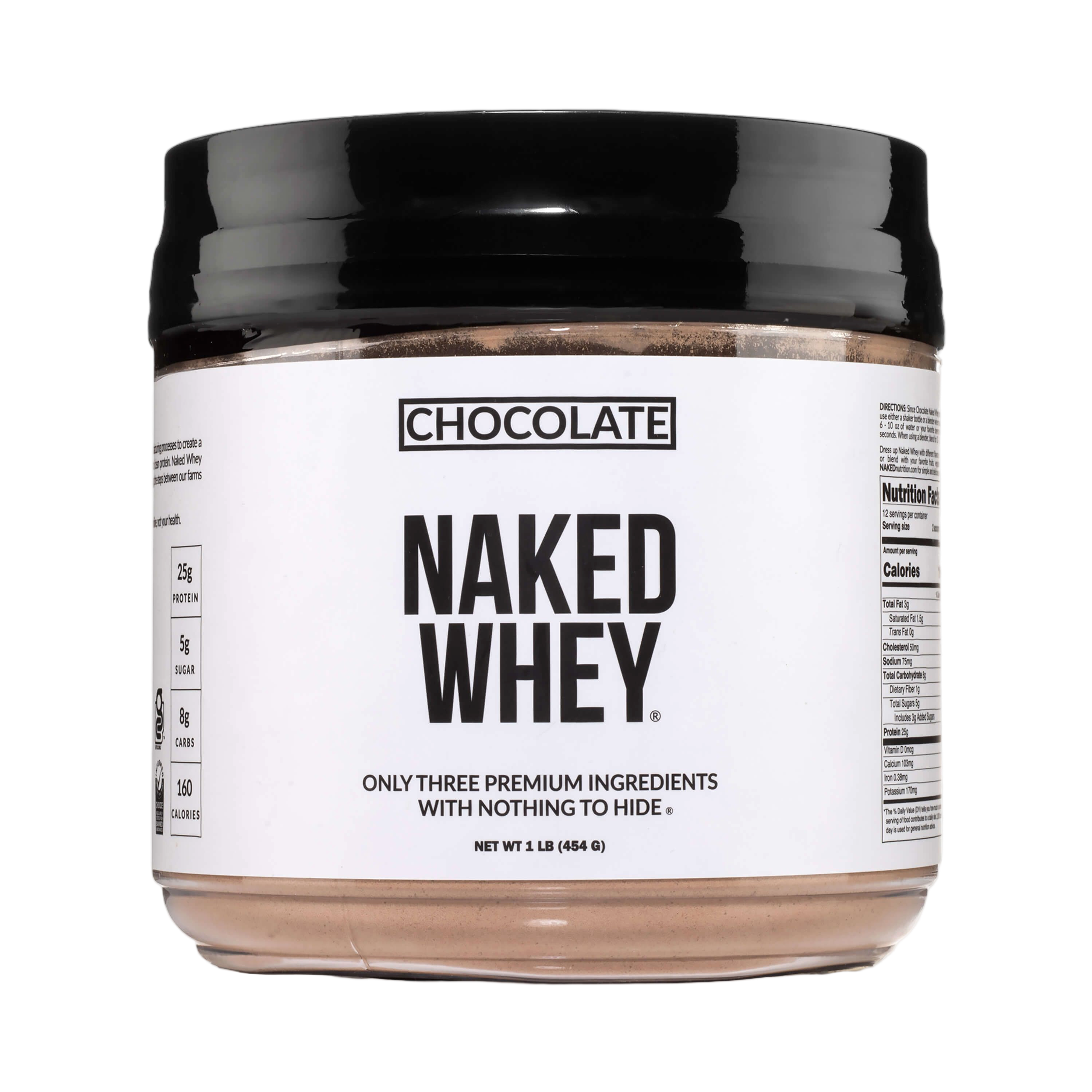 Bag of chocolate whey protein powder isolate