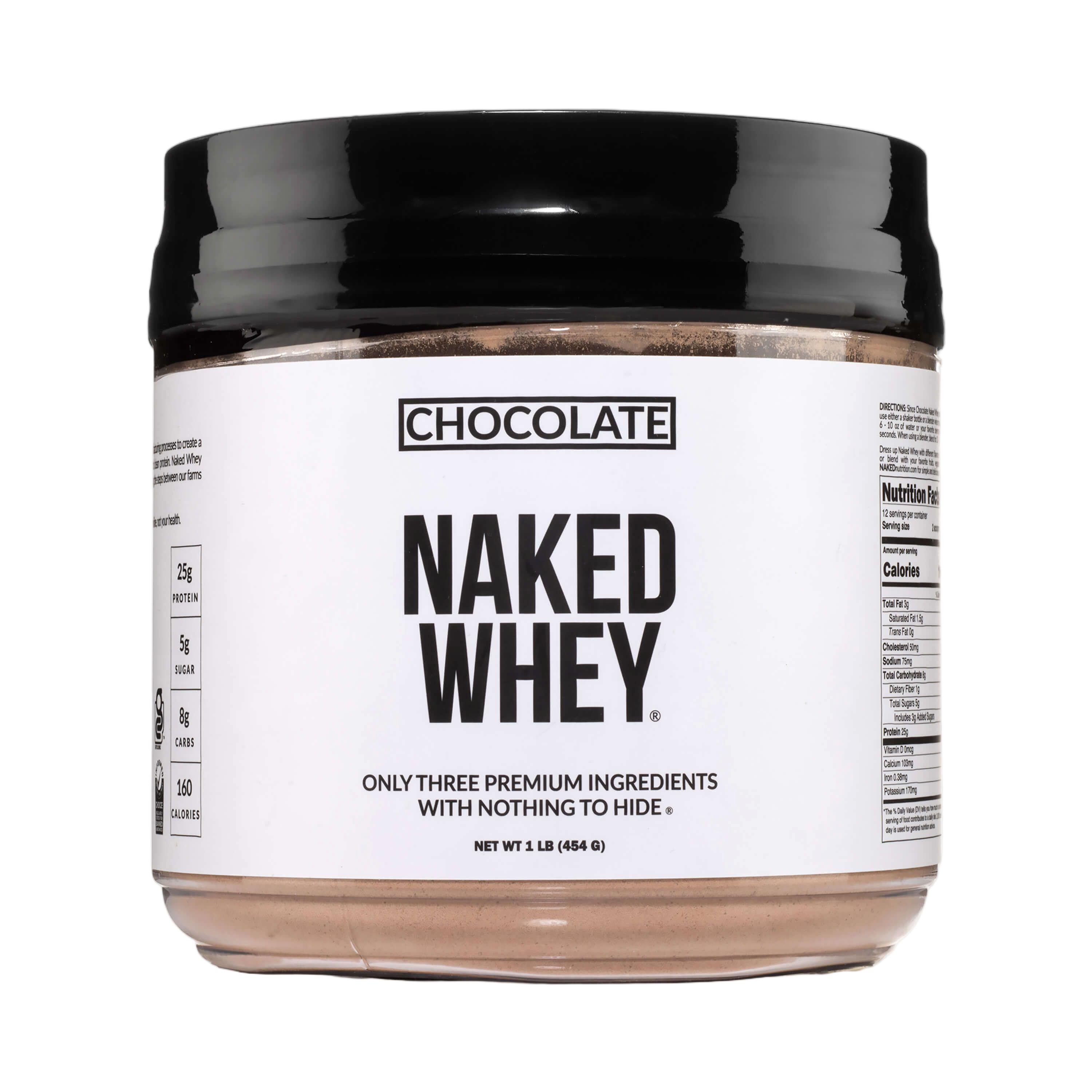 Bag of chocolate whey protein powder isolate