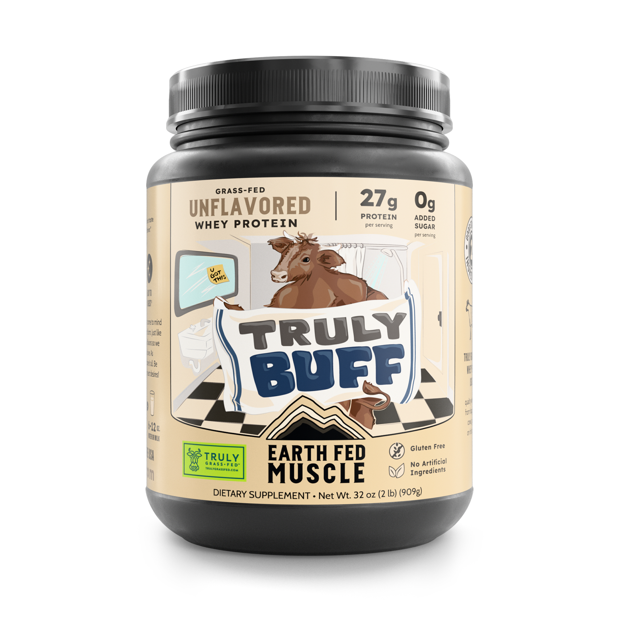 2 lb bag of Truly Buff unflavored whey protein powder