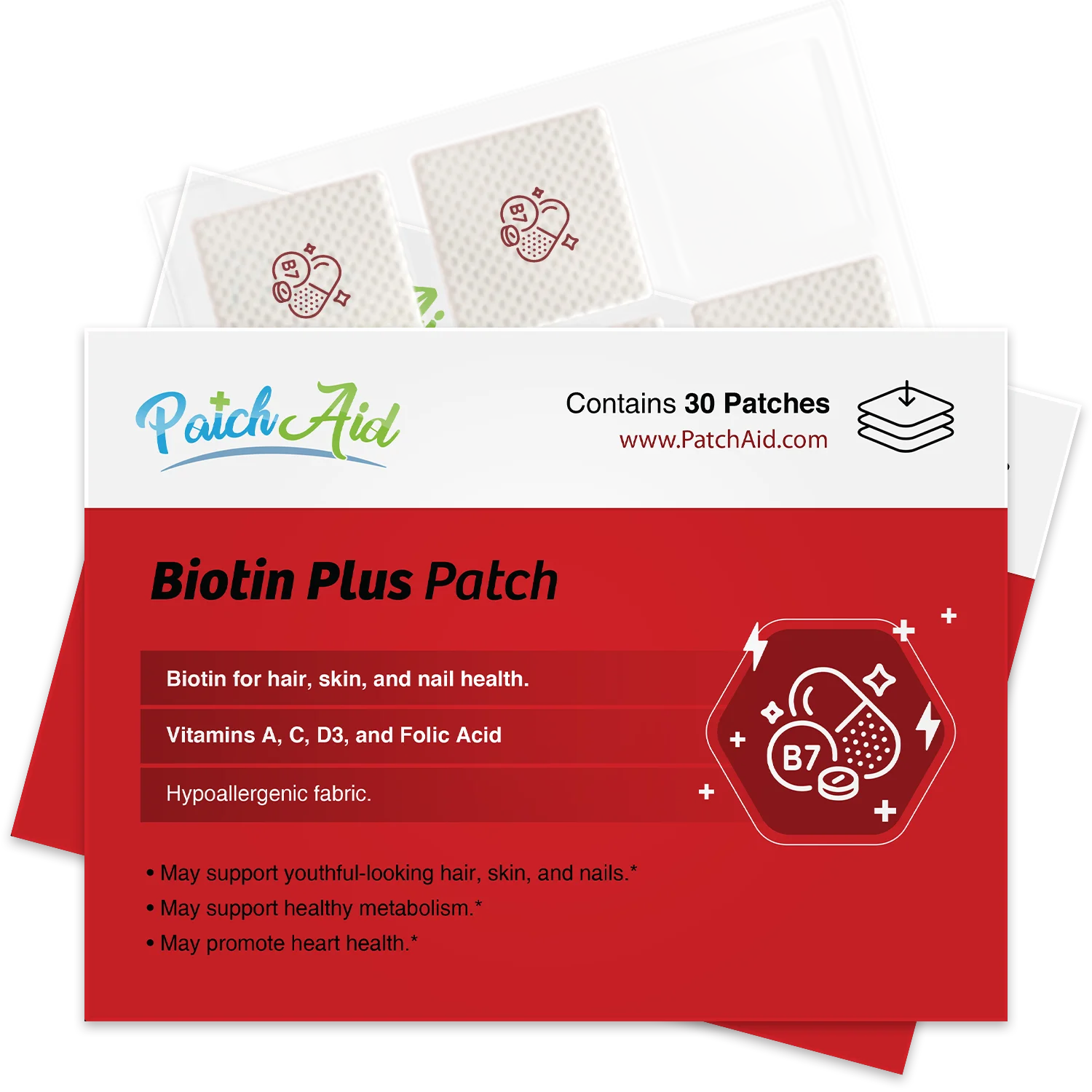 PatchAid Biotin Plus Vitamin Patch for Hair, Skin, and Nails - HSA/FSA  Eligible