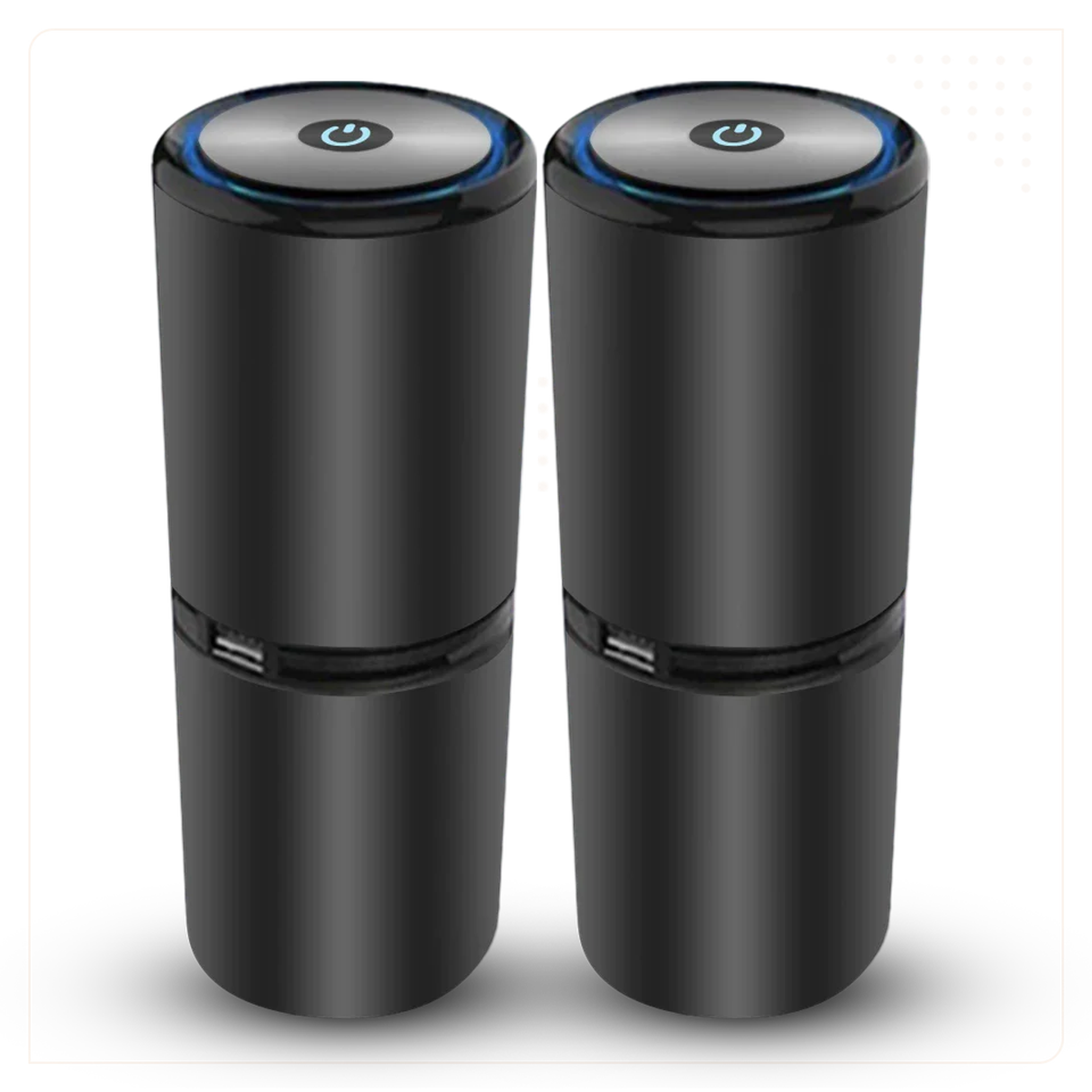 Two ionic air purifiers shown side by side