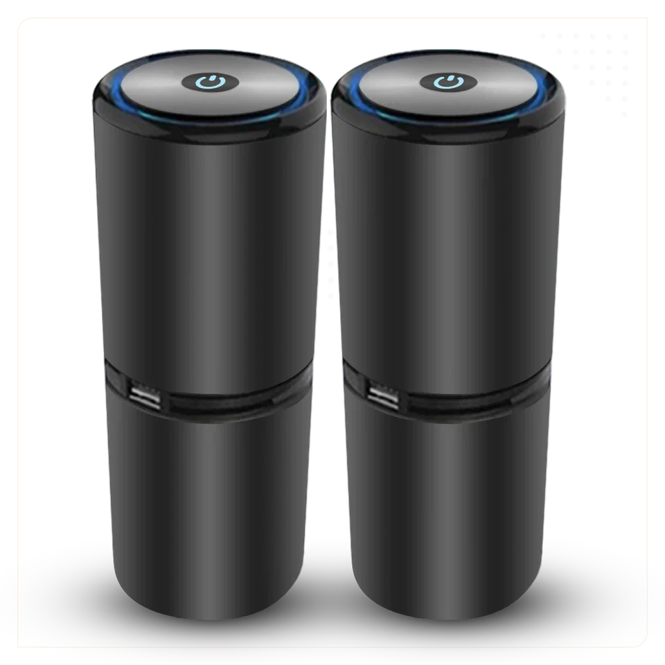 Two ionic air purifiers shown side by side