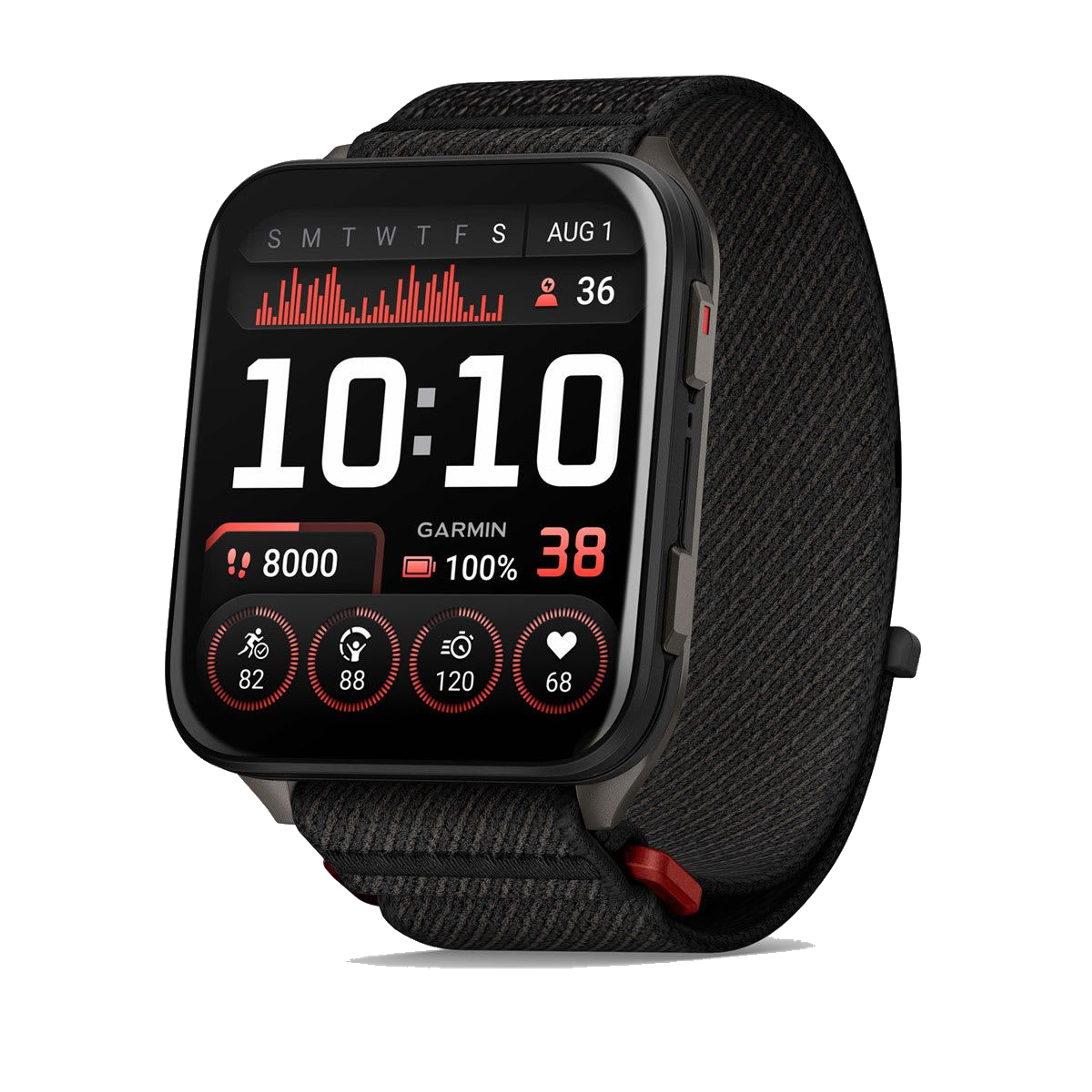 Garmin Venu X1 in Black with Slate Titanium Caseback and Black ComfortFit Nylon Band