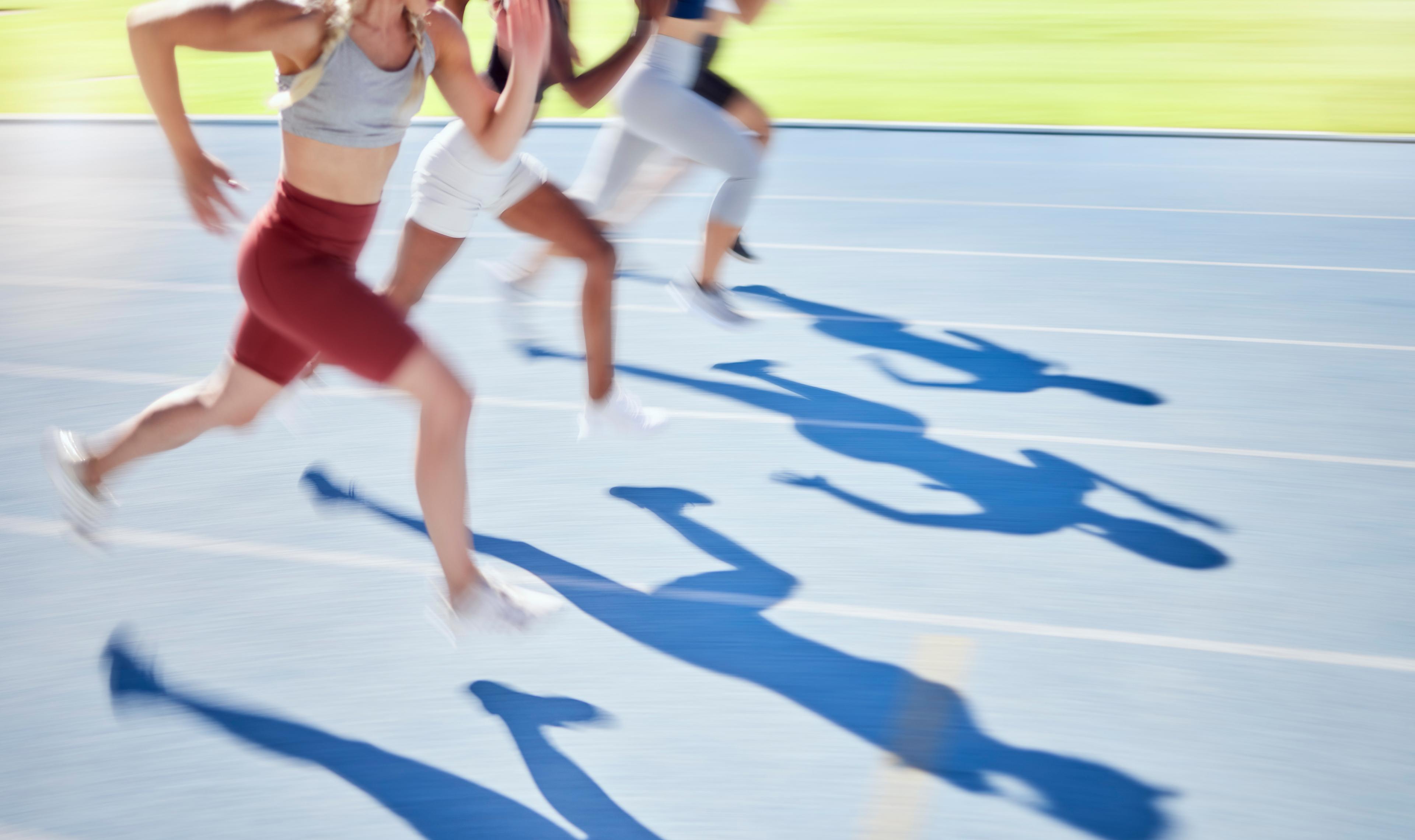 People exercising on a track