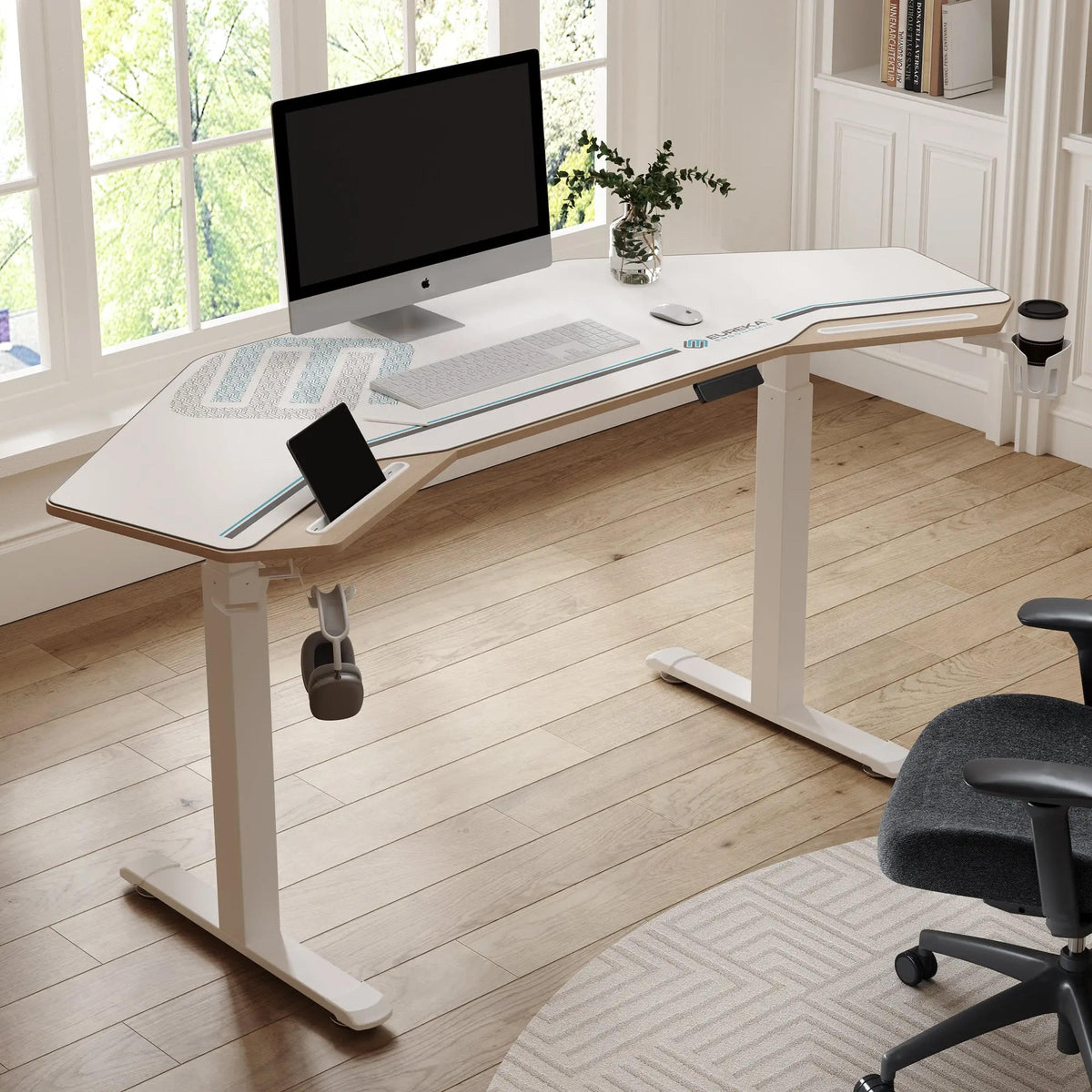 Product image for Aero Pro Wing-Shaped Standing Desk (72"x23") in without Accessories Set / Maple-